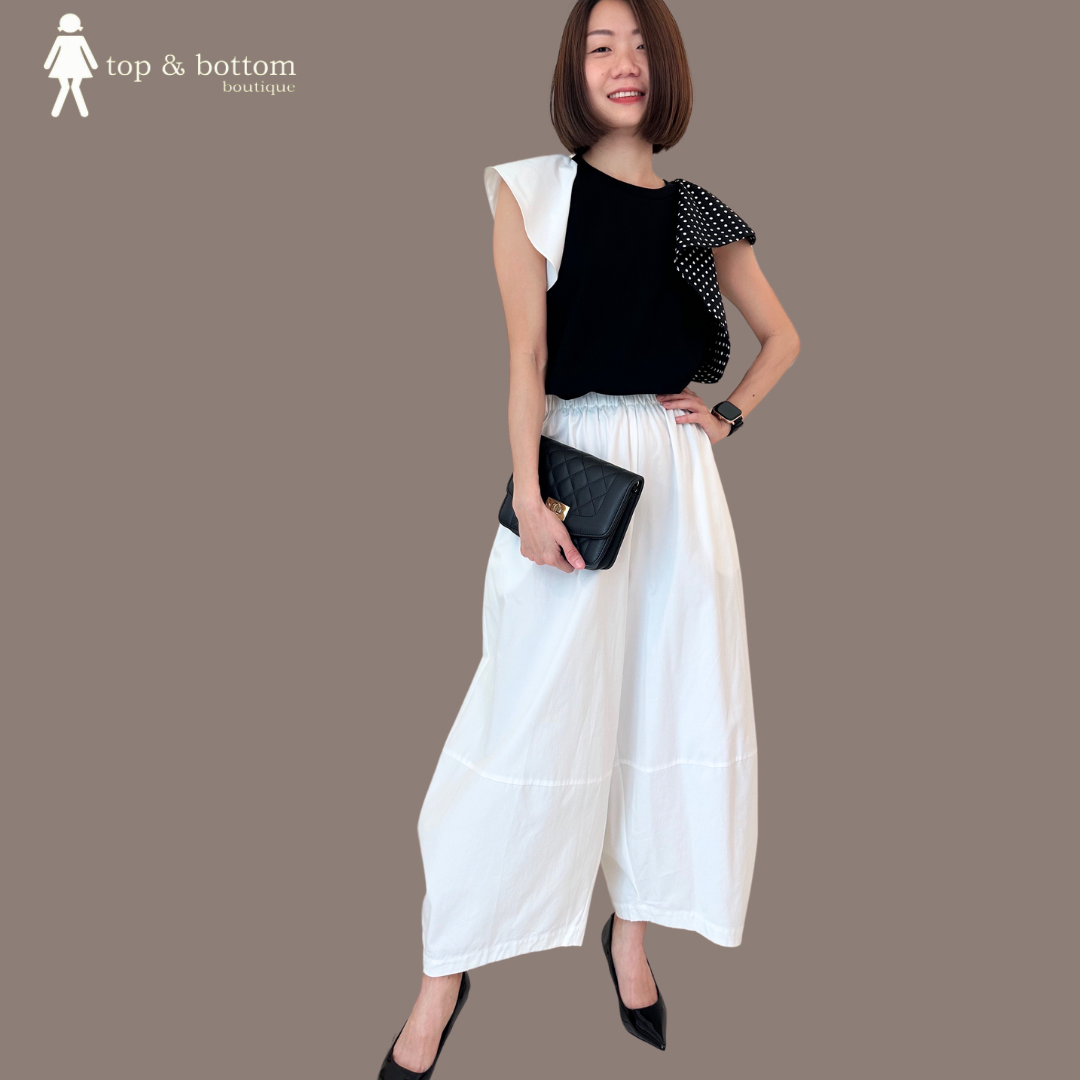 SOLID POLKA DOT WINGED BLOUSE