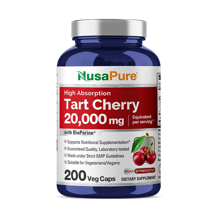 NusaPure Tart Cherry 20000mg  with Bioperine , 200 Veg Capsules