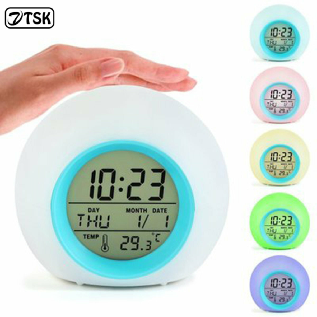 TSK Japan colorful temperature perpetual calendar alarm clock P2071