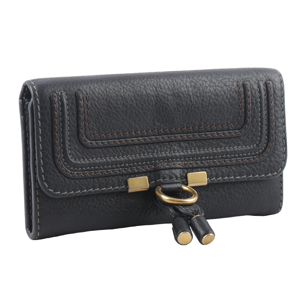 【CHLOE'】Marcie 牛皮翻蓋二折長夾(黑色) CHC10UP573161001