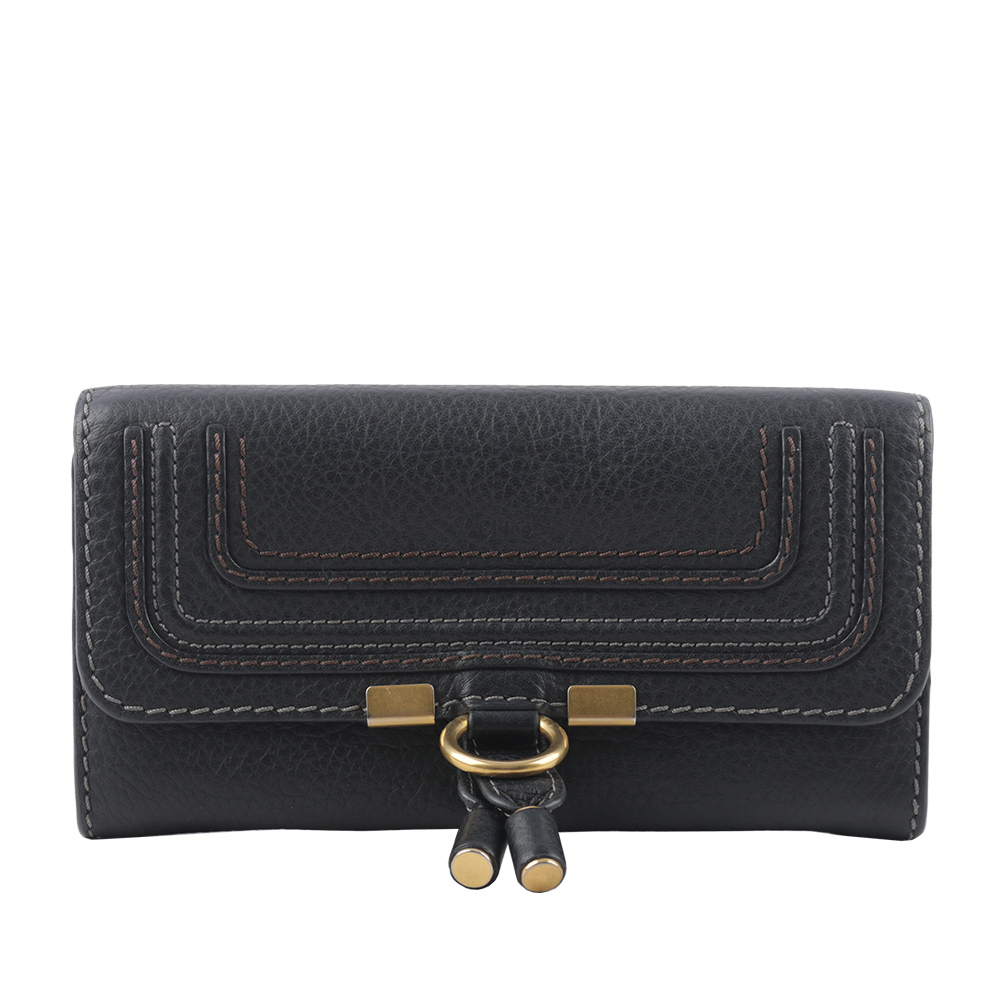 【CHLOE'】Marcie 牛皮翻蓋二折長夾(黑色) CHC10UP573161001
