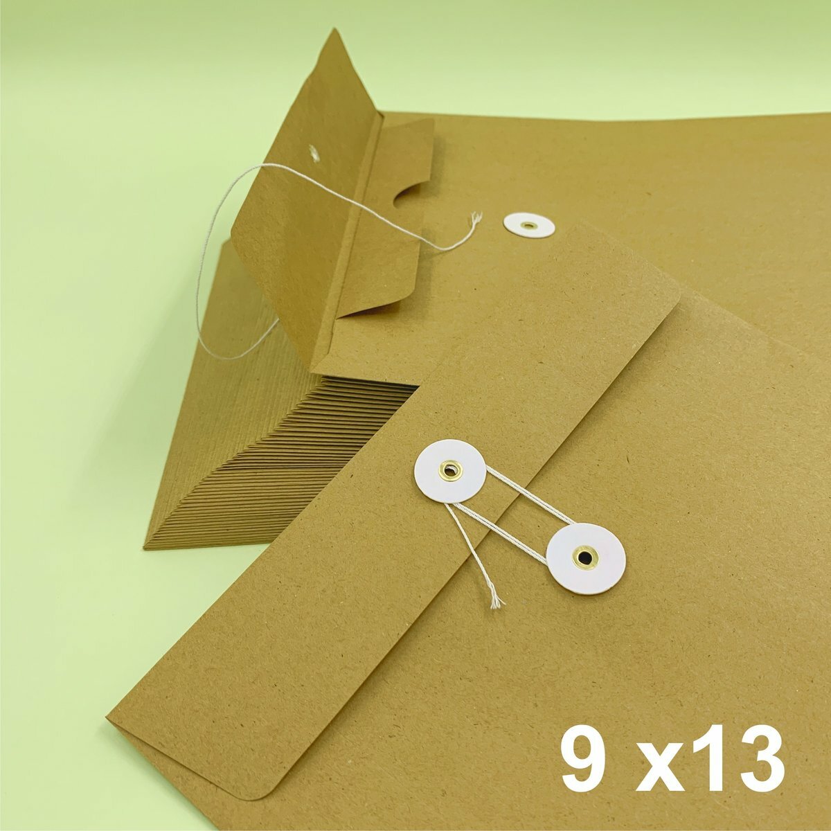 經典 9"X13" 牛皮公文袋 （50個）, 繞繩雞眼封口