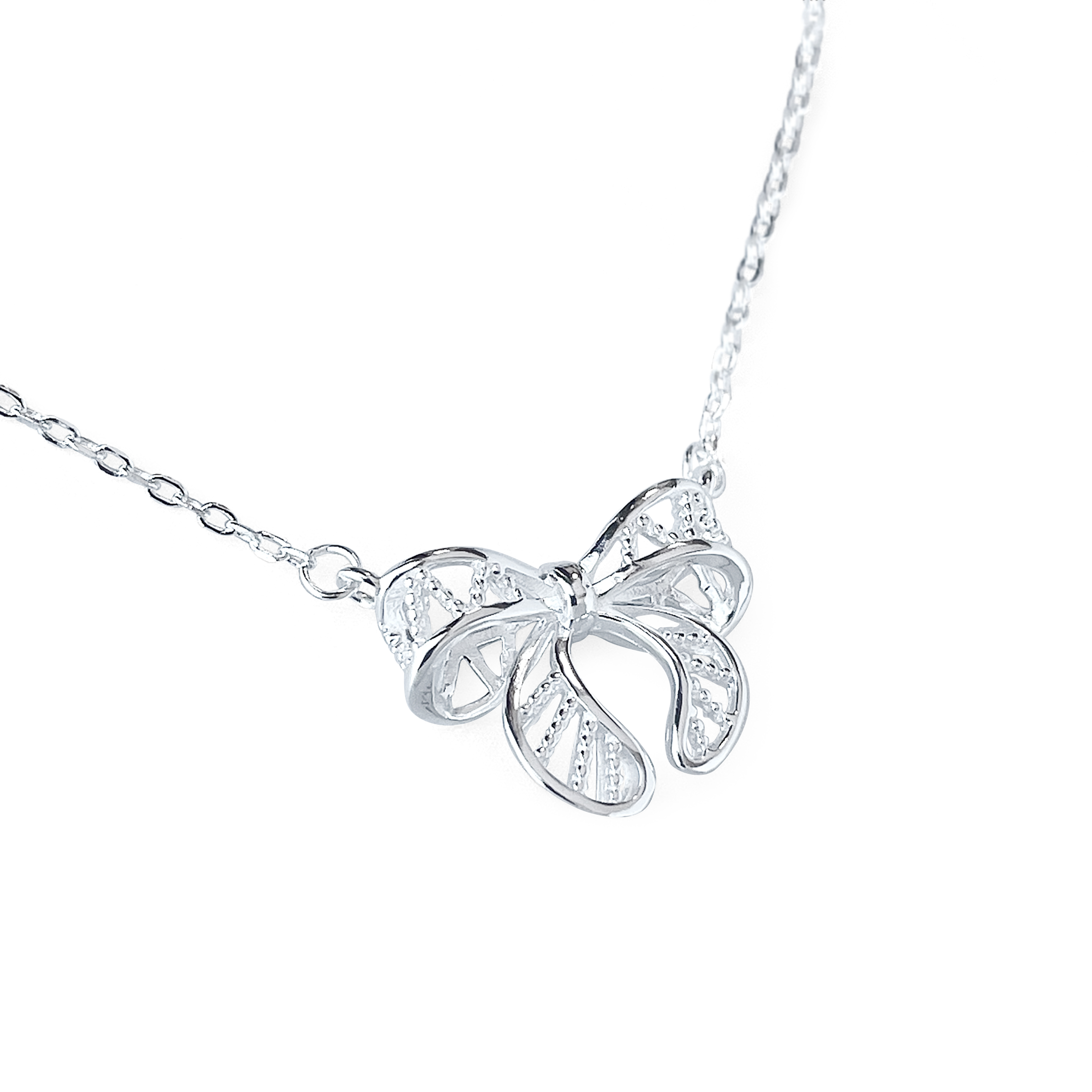 名媛蕾絲蝴蝶結足銀套鍊