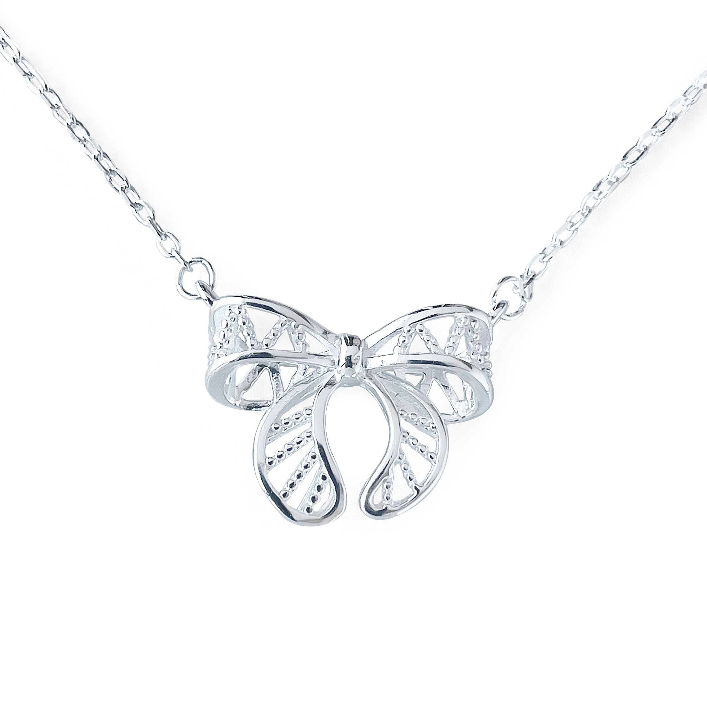 名媛蕾絲蝴蝶結足銀套鍊