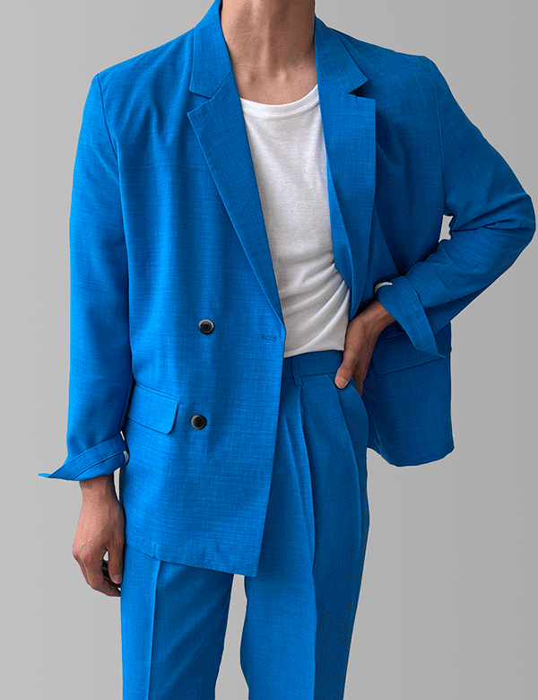 雙褶邊微寬西裝褲