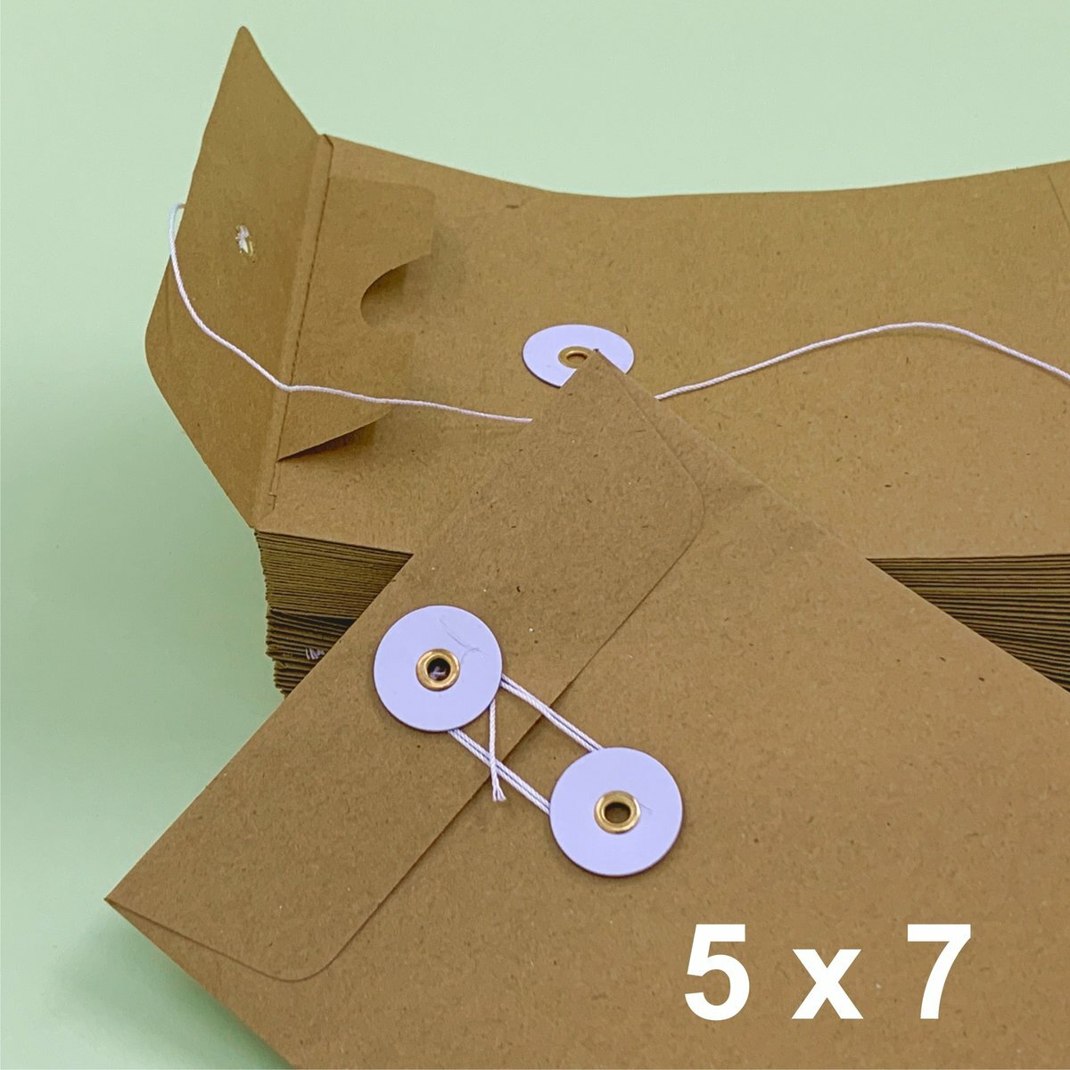 經典 5"X 7" 牛皮公文袋 （50個）, 繞繩雞眼封口