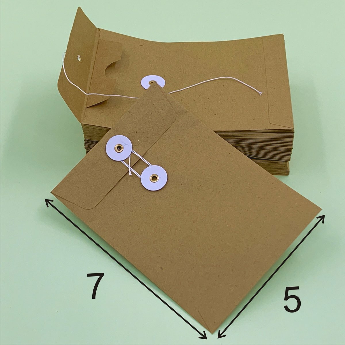 經典 5"X 7" 牛皮公文袋 （50個）, 繞繩雞眼封口