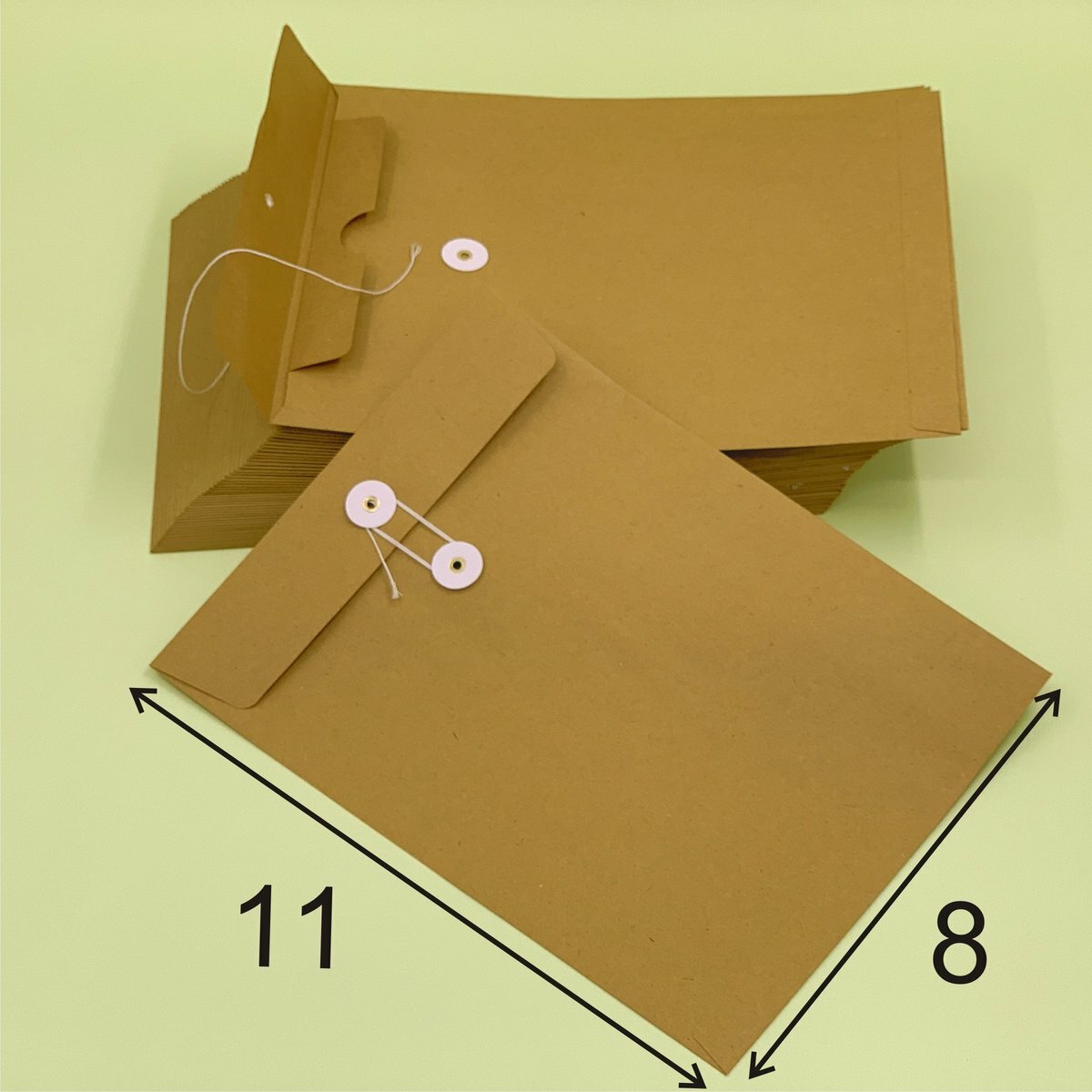 經典 8"X 11" 牛皮公文袋 （50個）, 繞繩雞眼封口