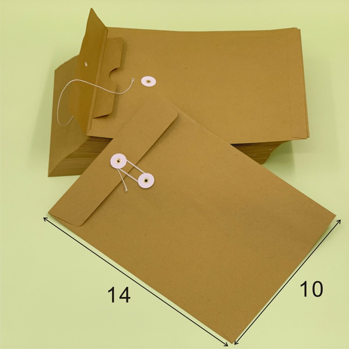 經典 10"X14" 牛皮公文袋 （50個）, 繞繩雞眼封口