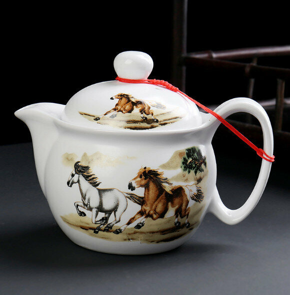 Hotly recommended household ceramic teapot with filter (06 model flat mouth single pot)