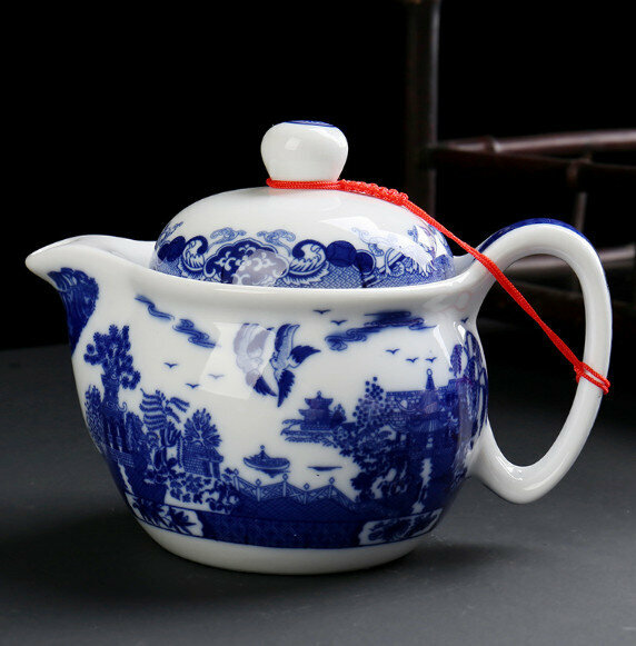 Hotly recommended household ceramic teapot with filter (05 blue and white porcelain garden single teapot)