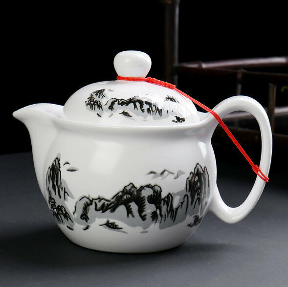 Hotly recommended household ceramic teapot with filter (09 flat mouth black mountain water single teapot)