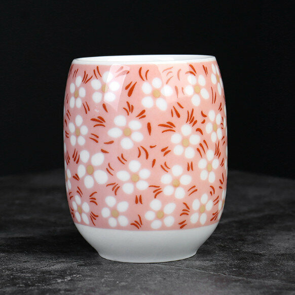 Popular large single ceramic tea cup (oval 150ml red plum cup)