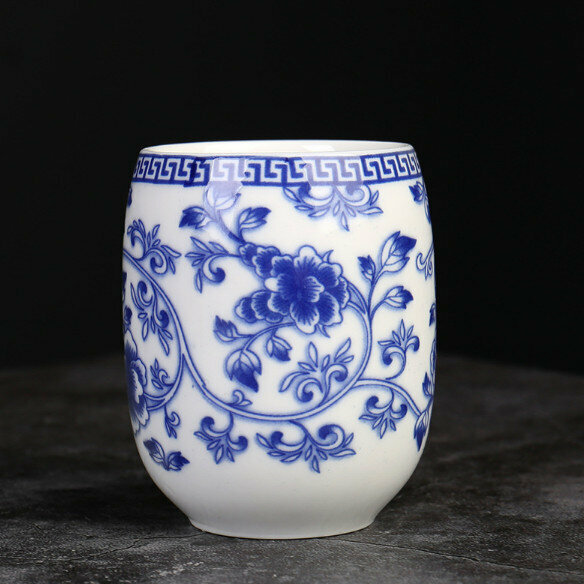 Popular large single ceramic tea cup (oval 150ml moiré cup)