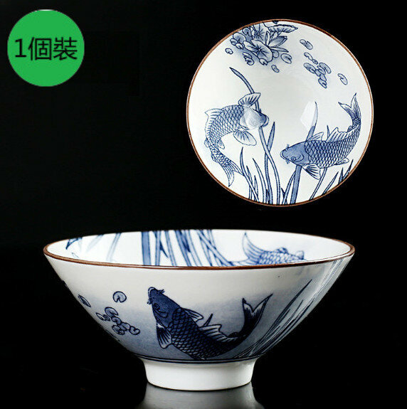 Hot style [1 piece set] porcelain bamboo hat cup for living room (Pisces Playing Lotus)