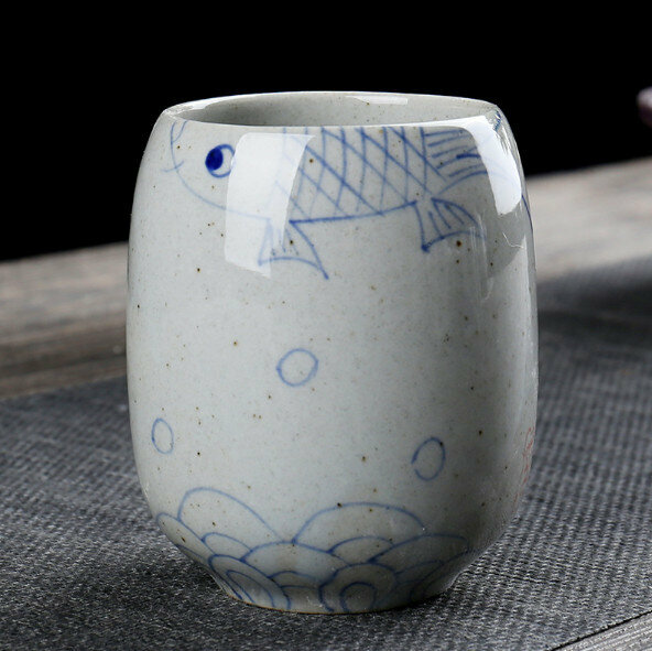 Popular Chinese household ceramic 200ml oval master cup (half fish)