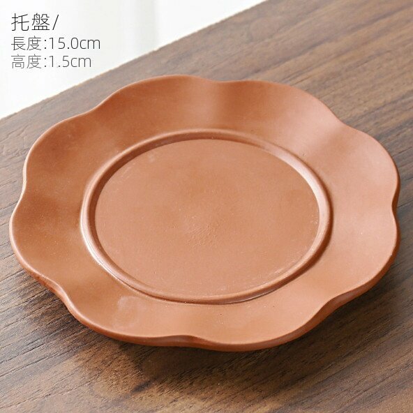 爆款陶瓷圓形家用小茶點碟盤（紫砂蓮花盤）