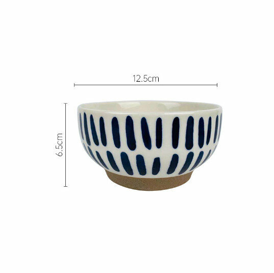 New stoneware rice bowl and large soup bowl [striped (4.7 inches)]
