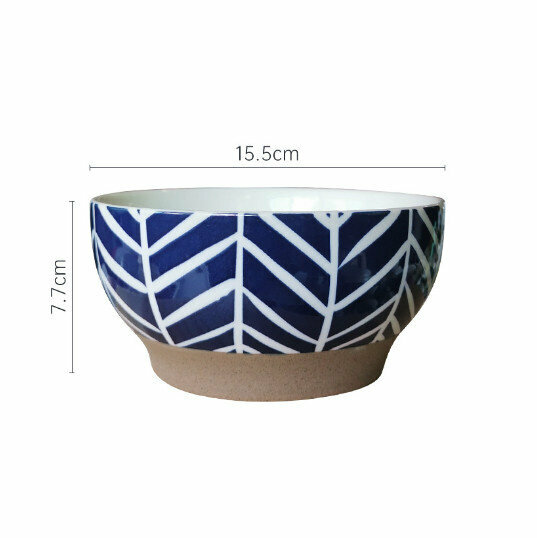 New stoneware rice bowl and large soup bowl [blue veins (6 inches)]