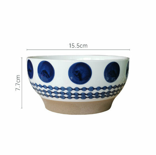 New stoneware rice bowl and large soup bowl [large dot (6 inches)]