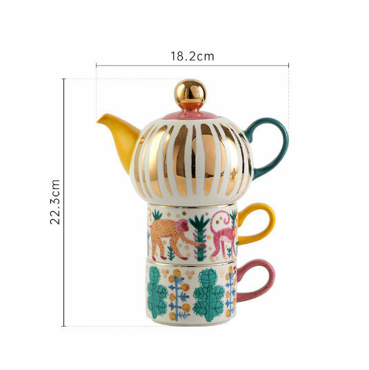 New [Set] Ceramic Tea Cups and Pots [Garden One Pot and Two Cups]