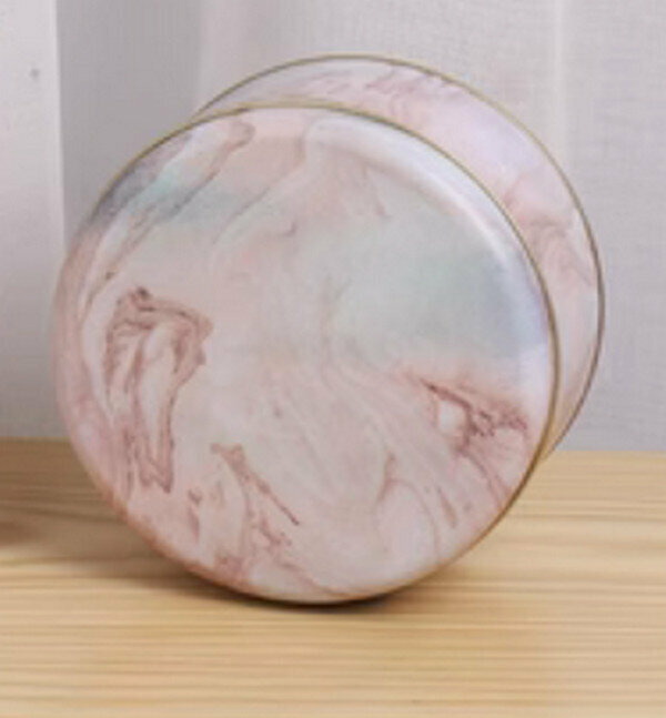 新款【10個】可愛圓形精緻盒子-大理石-小號套裝<小號盒子13.5*7cm【5.5寸】+手提袋> 