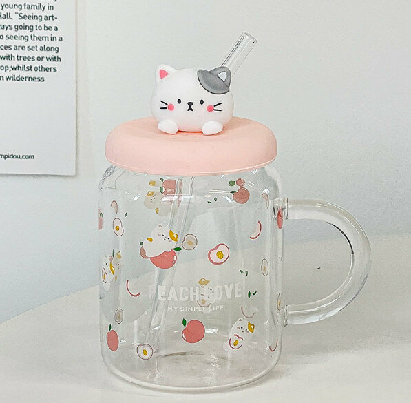 New glass cup [401-500ml] [Type B (cat lid)]