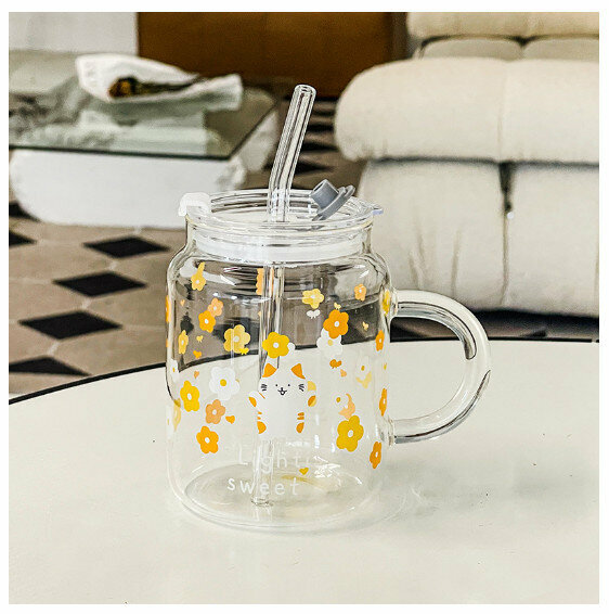 New glass cup [401-500ml] [Type D (kitten)]