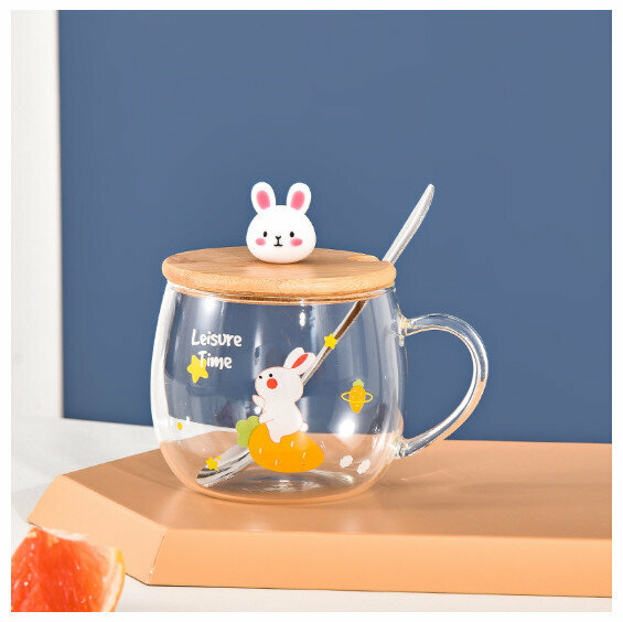 New glass cup [401-500ml] [Rabbit A style]