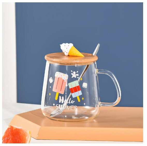 New glass cup [401-500ml] [Ice Cream Style A]