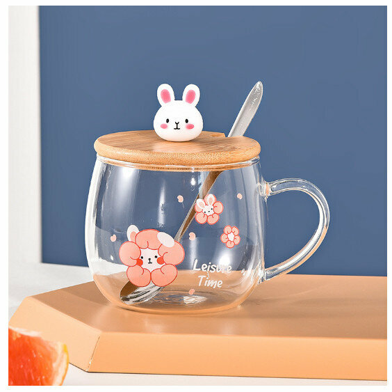 New glass cup [401-500ml] [Rabbit B style]