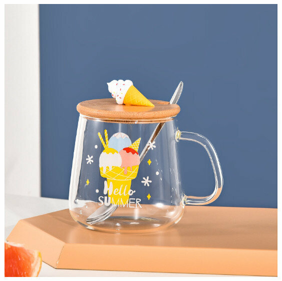 New glass cup [401-500ml] [Ice Cream Type D]