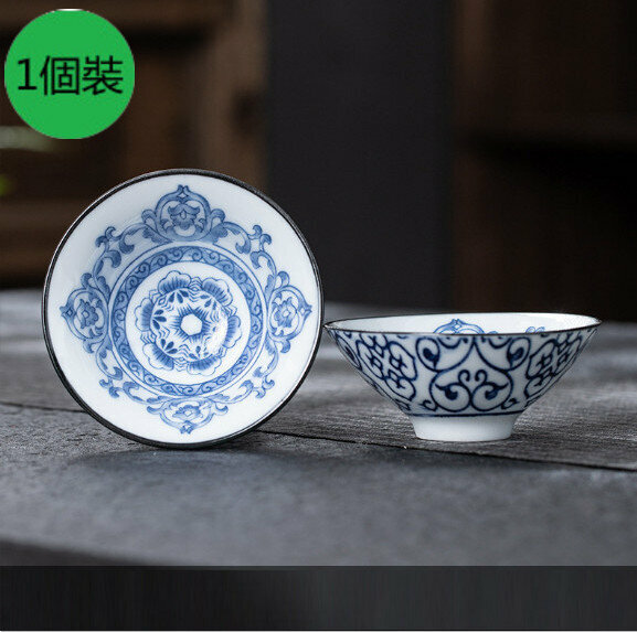 New style [1 pack] white porcelain bamboo hat cup (05 style) [size: width 8.2cm*height 3.5cm, capacity 65ml]