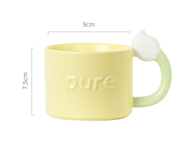 New ceramic creative lily of the valley flower souvenir cup (lemon yellow-lily of the valley flower)