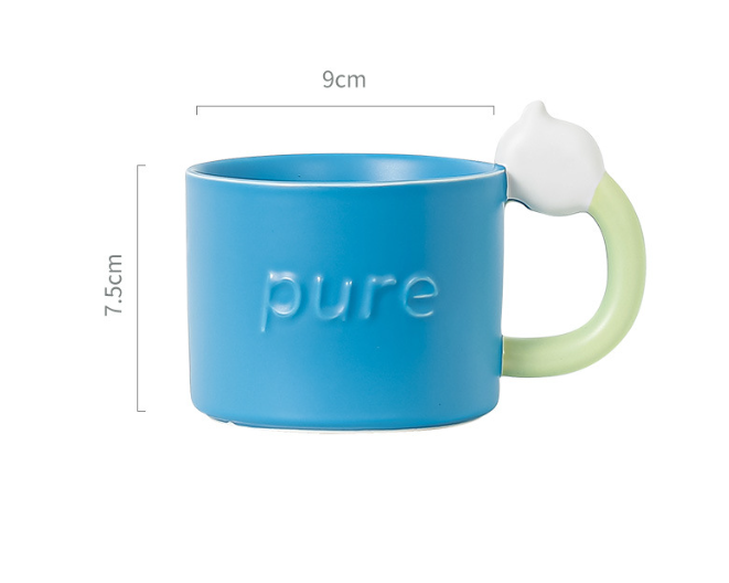 New ceramic creative lily of the valley flower souvenir cup (sapphire blue-lily of the valley flower)