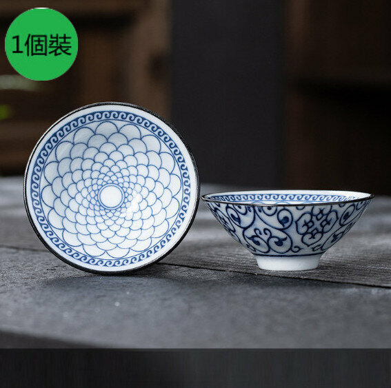 New style [1 pack] white porcelain bamboo hat cup (09 style) [size: width 8.2cm*height 3.5cm, capacity 65ml]