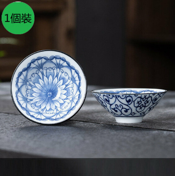 New style [1 pack] white porcelain bamboo hat cup (07 style) [size: width 8.2cm*height 3.5cm, capacity 65ml]
