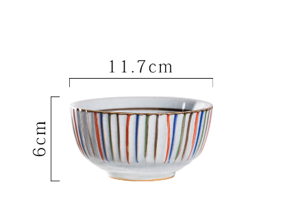 Hot selling small rice bowl (4.75*2.5 inch 3040 rice bowl with four color lines)