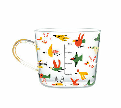 Hot-selling graduated glass high-temperature roasted flower craft cup (specification: bird (500ml))