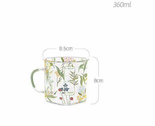 Hot selling high borosilicate heat-resistant glass graduated cup (specification: green 360ml)