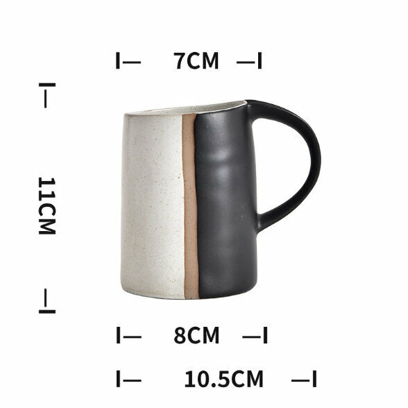 Hot Selling Retro Stoneware Coffee Cup (Day and Night Cup-Light and Shadow Black) [High Style]
