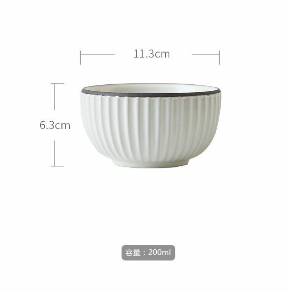 Popular matte glaze ceramic bowl (folded tableware-4.5 inch white rice bowl)