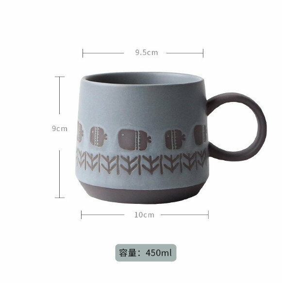 Hot selling vintage stoneware coffee cup (seaweed fish)
