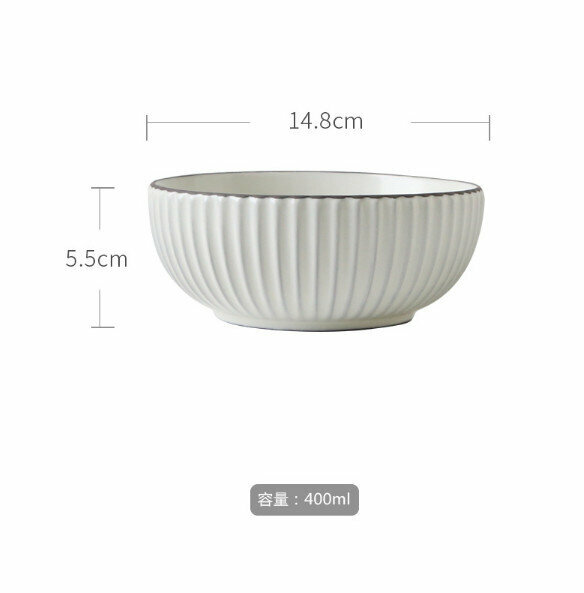 Popular matte color glazed ceramic noodle bowl (folded tableware-5.8 inch white noodle bowl)