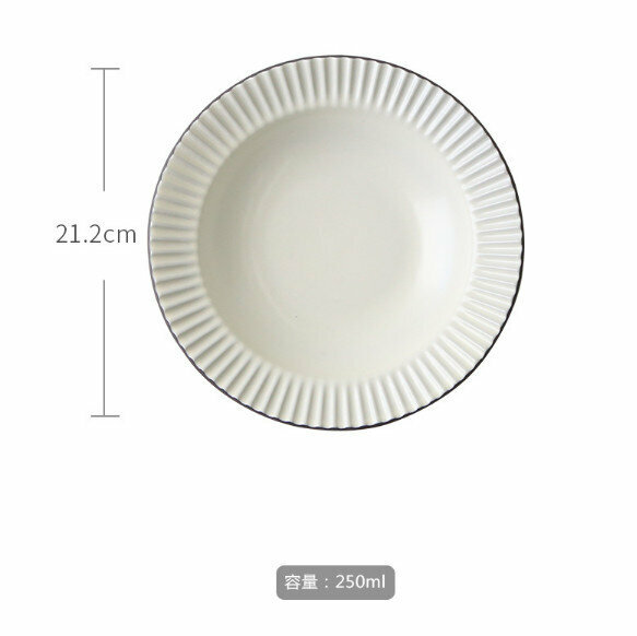 Popular matte color glazed ceramic plate (folded tableware-8.3-inch white tall plate)