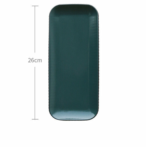 Popular matte color glazed ceramic plate (folded tableware-12.6 inch green rectangular plate)