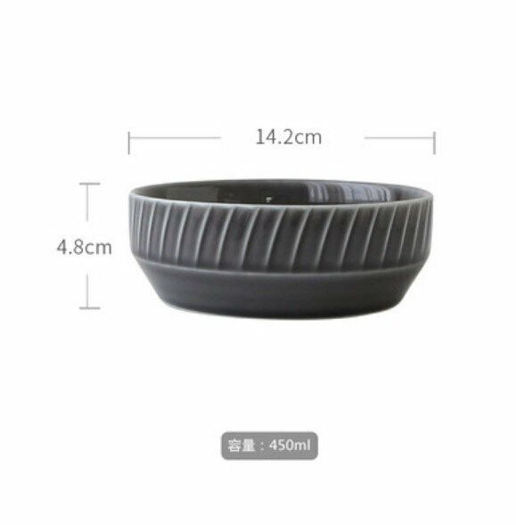 Hot style spiral pattern color glazed ceramic bowl (5.5 inch noodle bowl - gray)