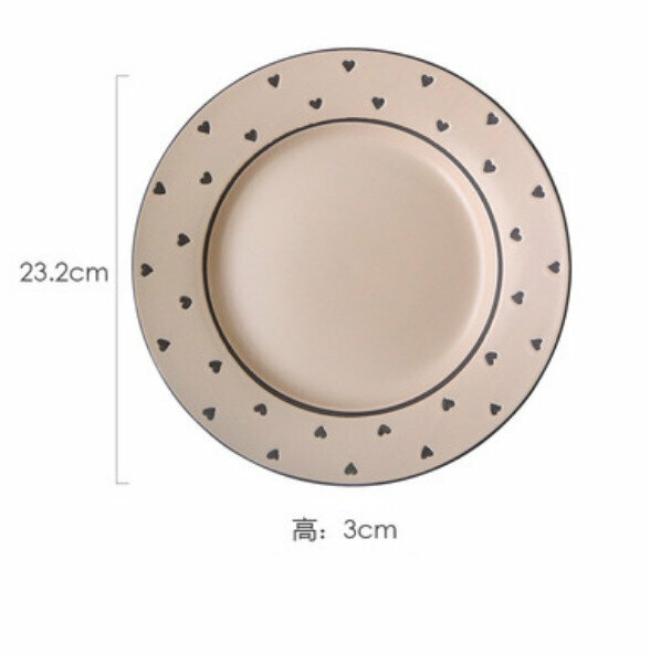 Popular embossed ceramic plate (9-inch black soil shallow plate-love)
