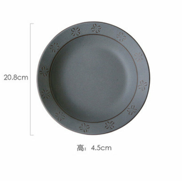 Popular embossed ceramic plate (8-inch deep black soil plate-four-leaf clover)