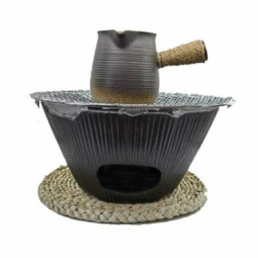 爆款圍爐煮茶套裝炭火（伍德爐 -黑色+烤網+小罐茶+草墊）